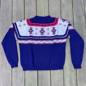 Vintage JCPenney 80s Fair Isle Nordic Ski Sweater Acrylic Knit Sz L